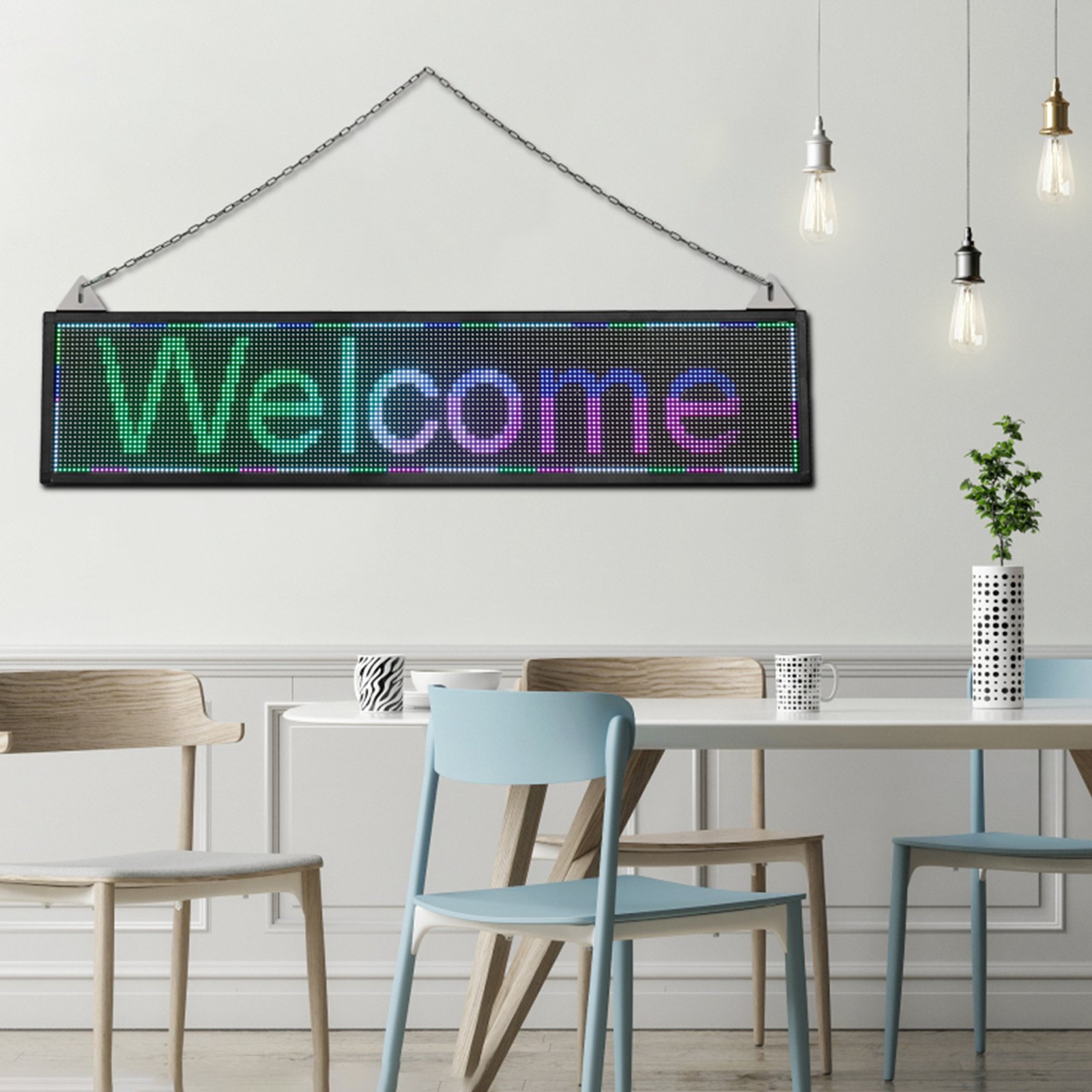 VEVOR LED Scrolling Sign, 40" x 9" WiFi & USB Control, Full Color P6 Programmable Display, Indoor High Resolution Message Board, High Brightness Electronic Sign, Perfect Solution for Advertising