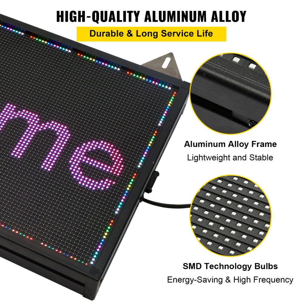VEVOR LED Scrolling Sign, 40" x 9" WiFi & USB Control P6 Programmable Display, Indoor Full Color High Resolution Message Board, High Brightness Electronic Sign, Perfect Solution for Advertising
