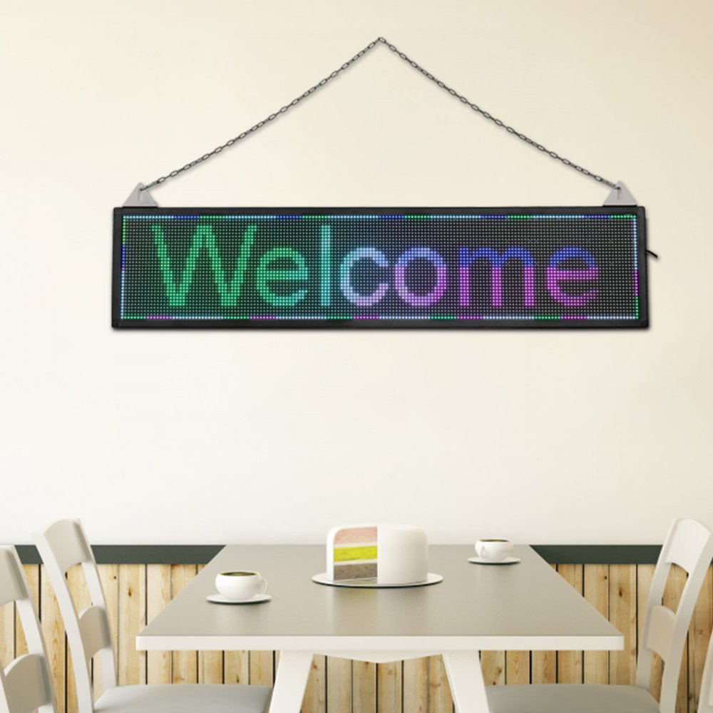 VEVOR LED Scrolling Sign, 40" x 9" WiFi & USB Control P6 Programmable Display, Indoor Full Color High Resolution Message Board, High Brightness Electronic Sign, Perfect Solution for Advertising