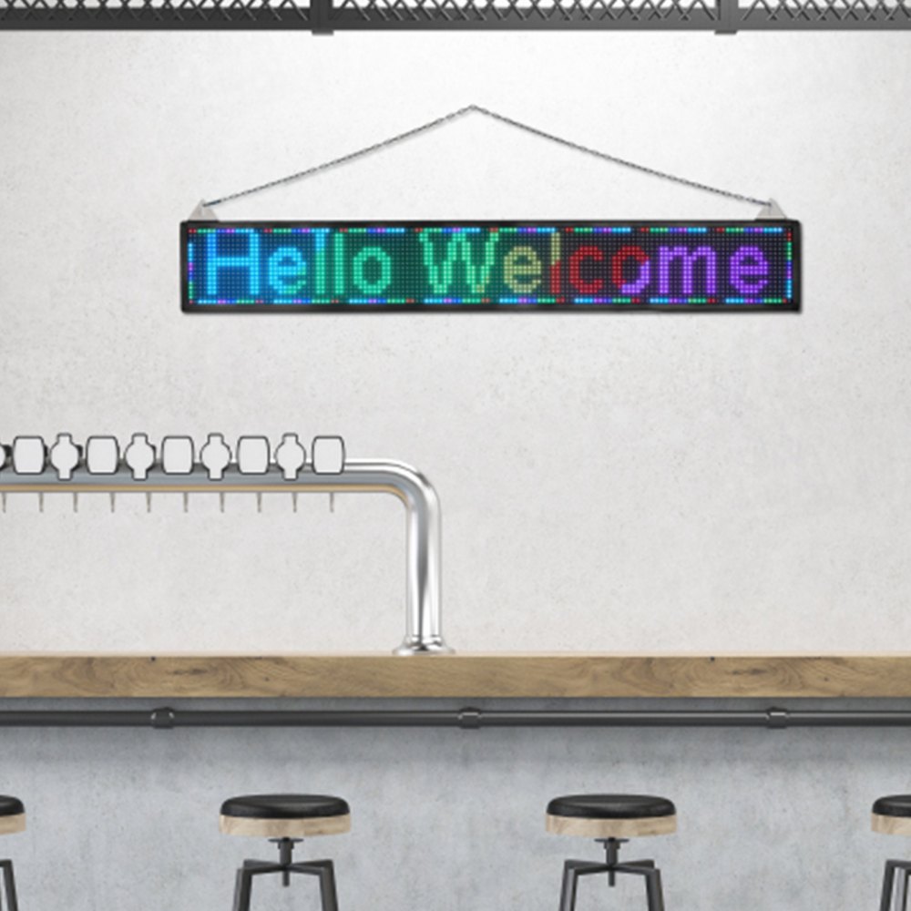 VEVOR LED Scrolling Sign, 52" x 8" WiFi & USB Control, Full Color P10 Programmable Display, Indoor High Resolution Message Board, High Brightness Electronic Sign, Perfect Solution for Advertising