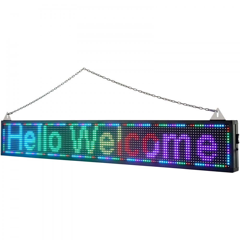 VEVOR LED Scrolling Sign, 52" x 8" WiFi & USB Control, Full Color P10 Programmable Display, Indoor High Resolution Message Board, High Brightness Electronic Sign, Perfect Solution for Advertising