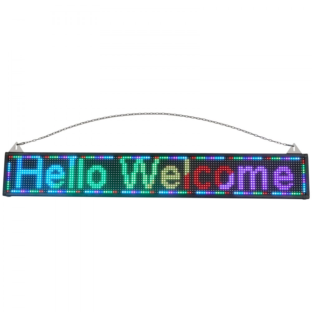 VEVOR LED Scrolling Sign, 52" x 8" WiFi & USB Control, Full Color P10 Programmable Display, Indoor High Resolution Message Board, High Brightness Electronic Sign, Perfect Solution for Advertising