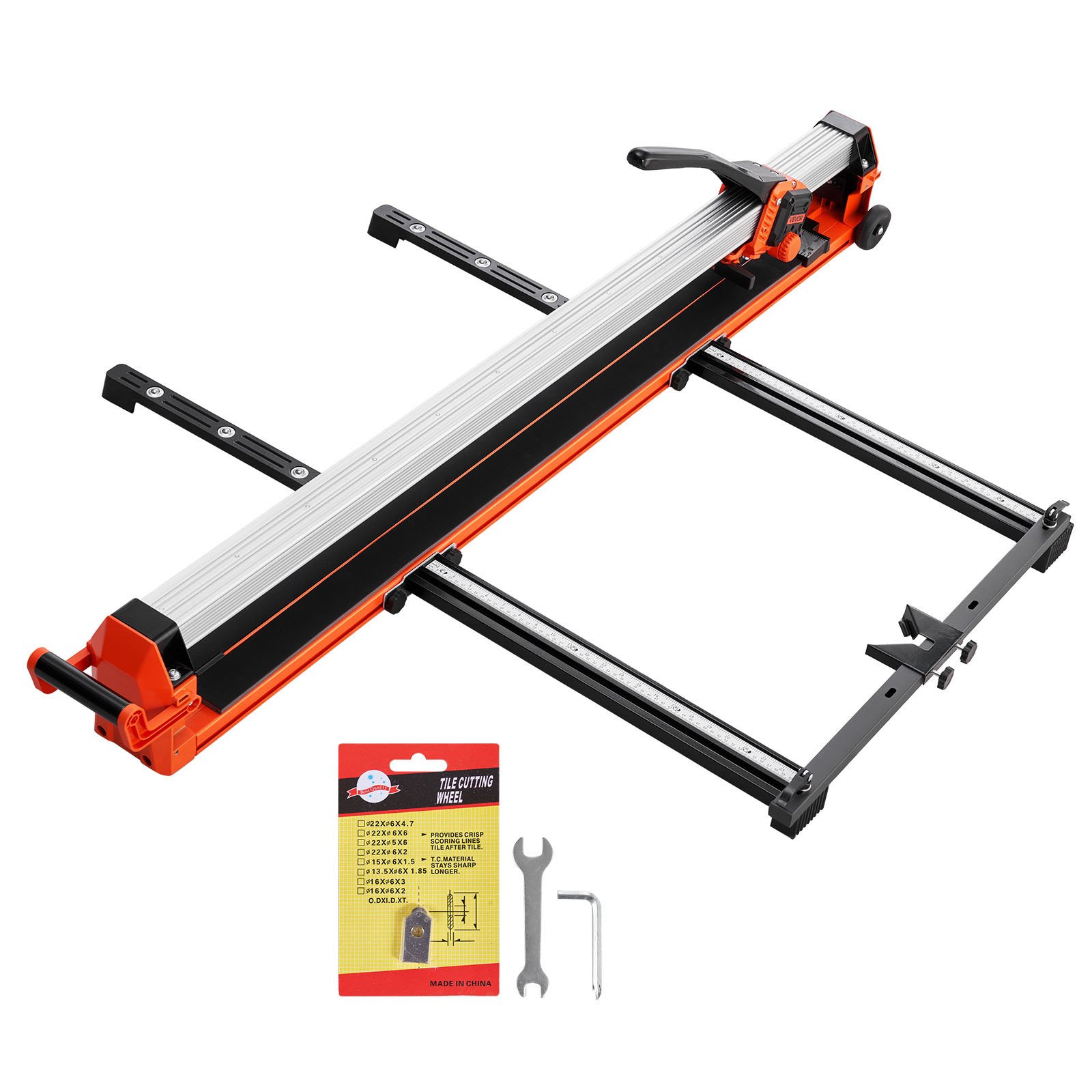 VEVOR 1200 mm Manual Tile Cutter, Upgraded Rail and Sliding Head, Precision Alignment Guide, Tungsten Carbide Cutting Wheel, Support Legs with Swivel Wheels, for DIY Pros, Ceramic, Floor & Wall Tiles