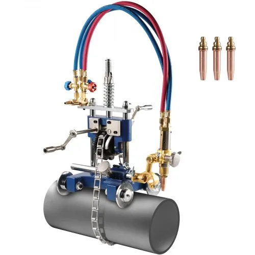 VEVOR CG2-11Y Manual Pipe Cutting Machine, 0.2"-2" Thick Pipe Beveling Machine with 82-in Chain, 0°-45° Adjusted Angle Gas Cutting Machine with 3 Tips, Portable Torch Beveling Gas Cutter