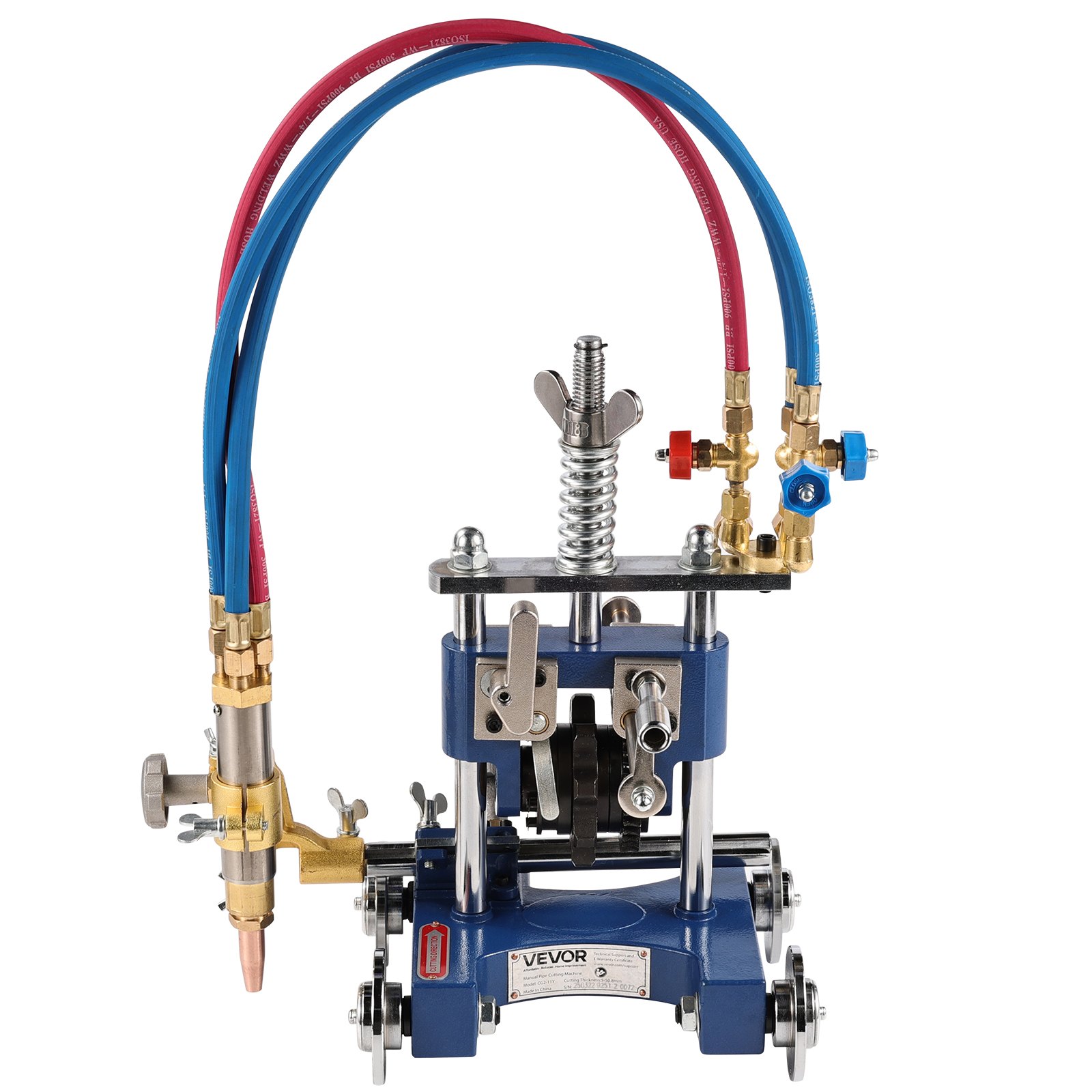 Mașină manuală de tăiat țevi VEVOR CG2-11Y, mașină de teşit țevi cu grosimea de 0,2"-2" cu lanț de 82 inch, mașină de tăiat cu gaz cu unghi reglabil 0°-45° cu 3 vârfuri, tăietor portabil cu gaz pentru teşit