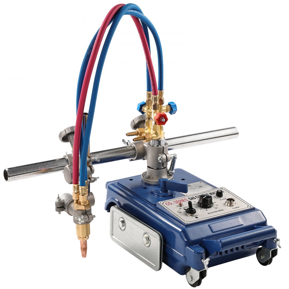 VEVOR Track Torch Burner, 2"-30"/Min Straight Line Gas Cutting Machine for 0.2"-4" Thick Pipe, with 12-inch Track & 3 Tips, Automatic Flame Cutting Machine, Pipe Beveler Beveling Tool, 110V CG1-30
