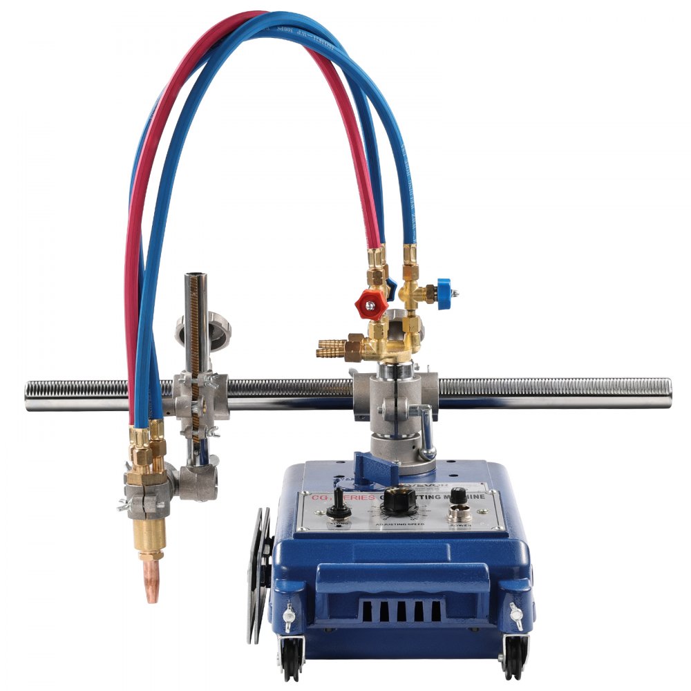 VEVOR Track Torch Burner, 2"-30"/Min Straight Line Gas Cutting Machine for 0.2"-4" Thick Pipe, with 12-inch Track & 3 Tips, Automatic Flame Cutting Machine, Pipe Beveler Beveling Tool, 110V CG1-30