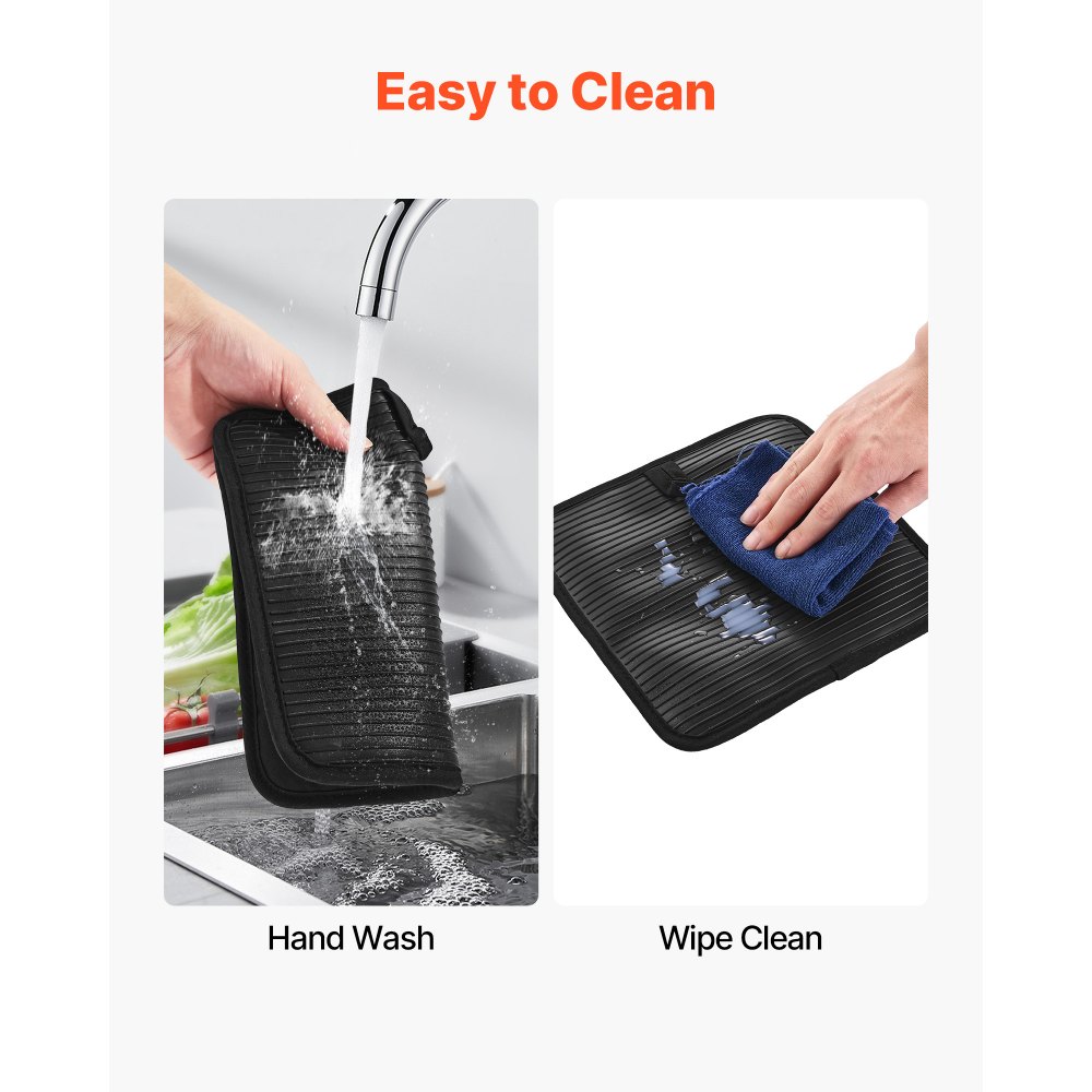 VEVOR Pot Holders, Heat Resistant to 500°F with Ribbed Soft Anti-Slip Silicone Strips, 100% Cotton 9.06 x 8.98 inch Hot Pads with 2 No-Marks Hooks, Washable Pot Trivets for Kitchen & Barbeque, 2 Pack