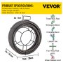VEVOR Drain Cleaning Cable 100 FT x 3/8 Inch, Solid Core Steel Sewer Cable with 4 Cutter for 2" to 4" Pipes, Sewer Auger Cleaner Cable for Sink, Floor Drain, Toilet