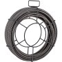VEVOR drain cleaning cable coiled in a metal frame for plumbing applications.