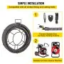 VEVOR Drain Cleaning Cable 50 Feet x 1/2 Inch Solid Core Cable Sewer Cable Drain Auger Cable Cleaner Snake Clog Pipe Drain Cleaning Cable Sewer Drain Auger Snake Pipe