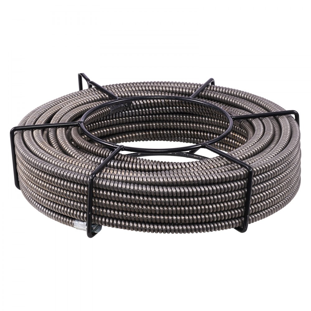 VEVOR Drain Cleaning Cable 75 Feet x 1/2 Inch Solid Core Cable Sewer Cable Drain Auger Cable Cleaner Snake Clog Pipe Drain Cleaning Cable Sewer Drain Auger Snake Pipe