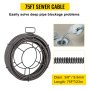 Drain Cable Sewer Cable 75Ft 3/8In Drain Cleaning Cable Auger Snake Pipe