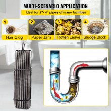 VEVOR Drain Cleaning Cable 75 Feet x 3/8 Inch Solid Core Cable Sewer Cable Drain Auger Cable Cleaner Snake Clog Pipe Drain Cleaning Cable Sewer Drain Auger Snake Pipe