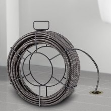 VEVOR Drain Cleaning Cable 75 Feet x 3/8 Inch Solid Core Cable Sewer Cable Drain Auger Cable Cleaner Snake Clog Pipe Drain Cleaning Cable Sewer Drain Auger Snake Pipe