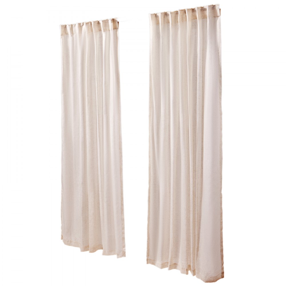VEVOR Natural Linen Curtains, 52 x 84 inch 2 Panels Set, Semi Sheer Light Filtering Flax Textured Linen Drapes, Rod Pocket Back Tab Design, for Modern Farmhouse, Living Room, Bedroom Window Curtain