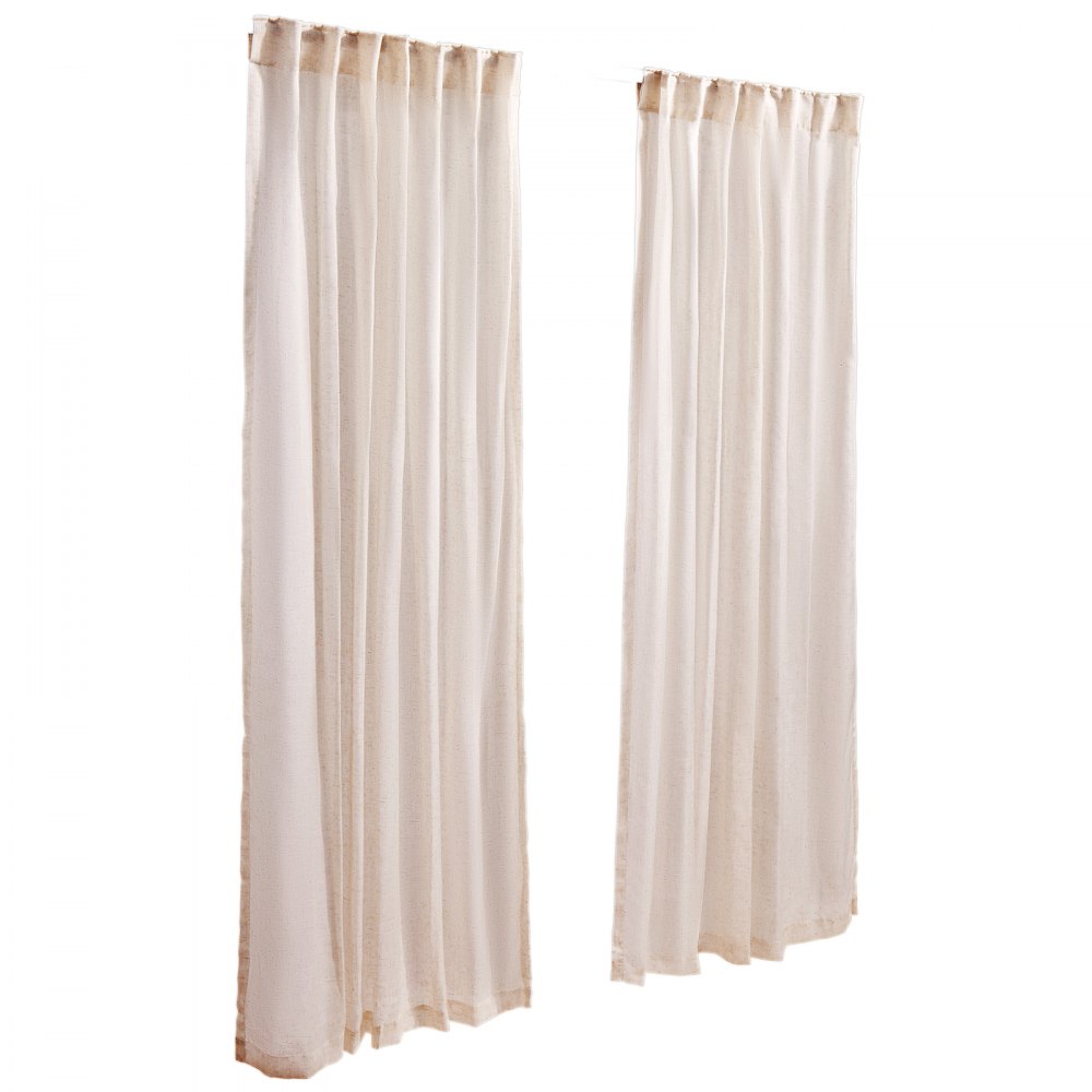 VEVOR Natural Linen Curtains, 52 x 84 inch 2 Panels Set, Semi Sheer Light Filtering Flax Textured Linen Drapes, Rod Pocket Back Tab Design, for Modern Farmhouse, Living Room, Bedroom Window Curtain