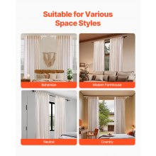 Natural Linen Curtains 52 x 84 inch 2 Panels Set Semi Sheer Light Filtering