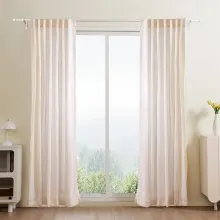 Natural Linen Curtains 52 x 84 inch 2 Panels Set Semi Sheer Light Filtering