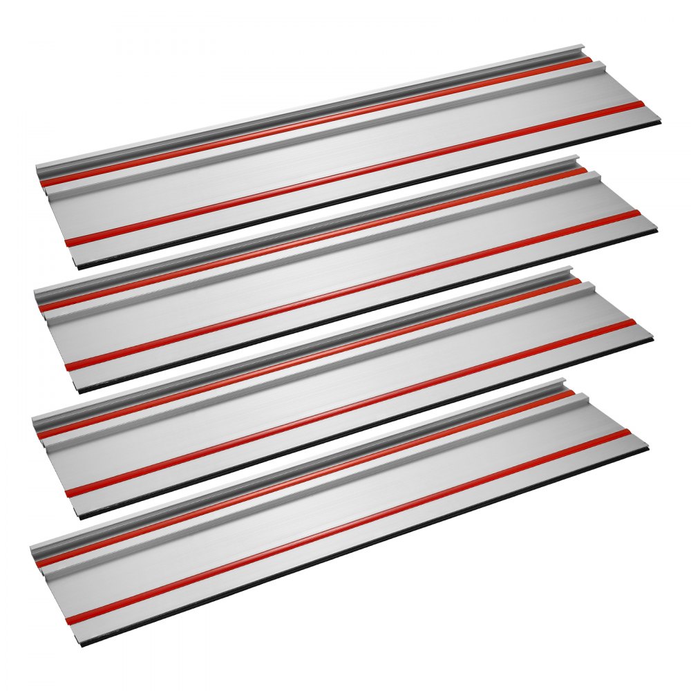Vodicí lišta pro vodicí pilu VEVOR, řezný rozsah 2794 mm (110 palců), obsahuje 4 kusy vodicích lišt z extrudovaného hliníku o délce 699 mm (27,5 palců) a 3 konektory, kompatibilní s vodicími pilami Makita, Festool a WEN, pro delší řezy dřeva