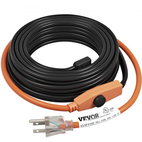 VEVOR Cable calefactor para tuberías, cinta térmica de 18 pies y 7 W para tuberías con termostato incorporado, protege la manguera de PVC, la tubería de metal y plástico de la congelación, 120 V