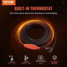 VEVOR Pipe Heating Cable 9m 23W/m Heat Tape for Pipes with Built-in Thermostat