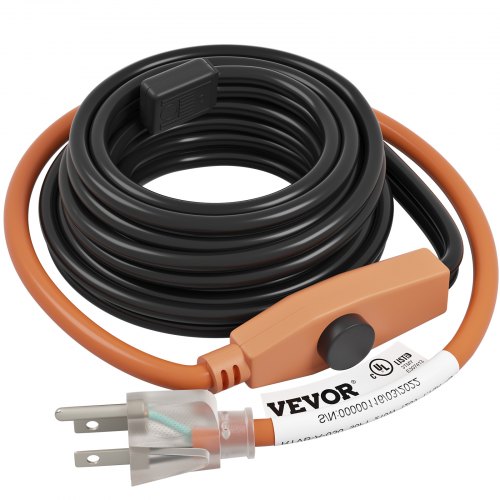 VEVOR Cable calefactor para tuberías, cinta térmica de 9 pies y 7 W para tuberías con termostato incorporado, protege la manguera de PVC, la tubería de metal y plástico de la congelación, 120 V