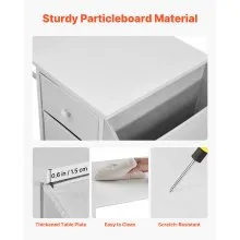 VEVOR Computer Desk with Fabric Drawers, 47 Inch Reversible Study Work Writing Desk for Modern Home Office Bedroom, Simple Modern Cute PC Table Metal Frame Business Furniture, White