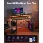 VEVOR 47" Gaming Desk with LED Lights & Power Outlets, Computer Desk with Monitor Stand & 2-Tier Storage Sheves,  Study Work for Home Office, Black