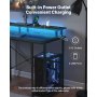 VEVOR 47" Gaming Desk with LED Lights & Power Outlets, Computer Desk with Monitor Stand & 2-Tier Storage Sheves,  Study Work for Home Office, Black