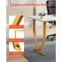 VEVOR Executive Desk, 160 cm W x 80 cm D Large Office Desk, Modern Computer Table Conference Meeting Room Table, Business Furniture Enlarged Desktop for Home Office, White and Gold