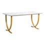 VEVOR Executive Desk, 160 cm W x 80 cm D Large Office Desk, Modern Computer Table Conference Meeting Room Table, Business Furniture Enlarged Desktop for Home Office, White and Gold