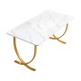 VEVOR Executive Desk, 160 cm W x 80 cm D Large Office Desk, Modern Computer Table Conference Meeting Room Table, Business Furniture Enlarged Desktop for Home Office, White and Gold