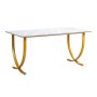 VEVOR Executive Desk, 160 cm W x 80 cm D Large Office Desk, Modern Computer Table Conference Meeting Room Table, Business Furniture Enlarged Desktop for Home Office, White and Gold