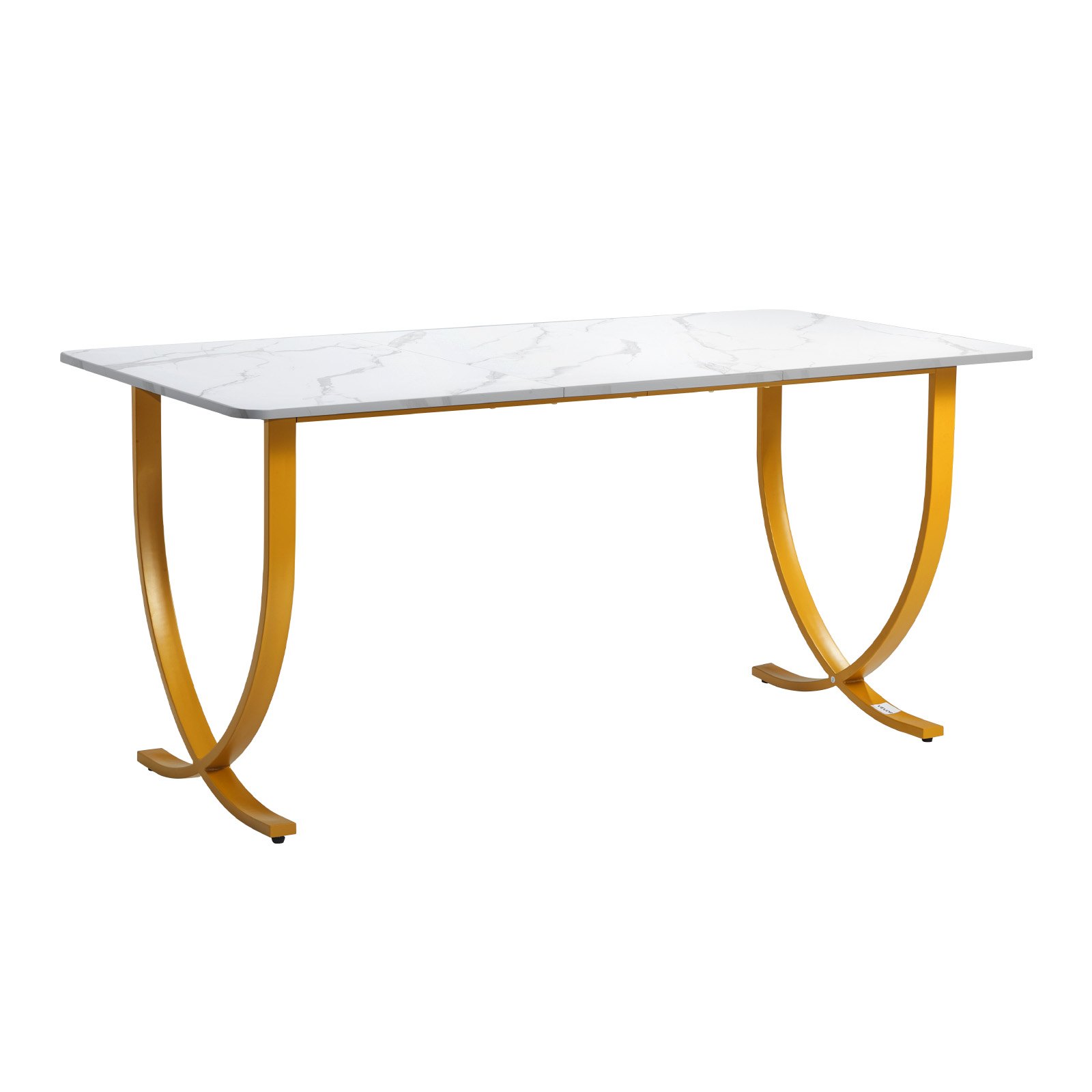 VEVOR Executive Desk, 160 cm W x 80 cm D Large Office Desk, Modern Computer Table Conference Meeting Room Table, Business Furniture Enlarged Desktop for Home Office, White and Gold