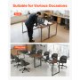 VEVOR Computer Desk, 160 cm Office Gaming Desk for Home Office, Writing Study Work Modern Simple Table with Metal Frame for Large Legroom, Rustic Brown and Black