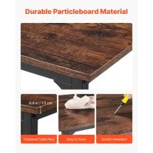 VEVOR Computer Desk, 63 Inch Office Gaming Desk for Home Office, Writing Study Work Modern Simple Table with Metal Frame for Large Legroom, Rustic Brown and Black