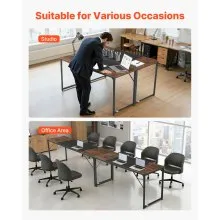 VEVOR Computer Desk, 63 Inch Office Gaming Desk for Home Office, Writing Study Work Modern Simple Table with Metal Frame for Large Legroom, Rustic Brown and Black