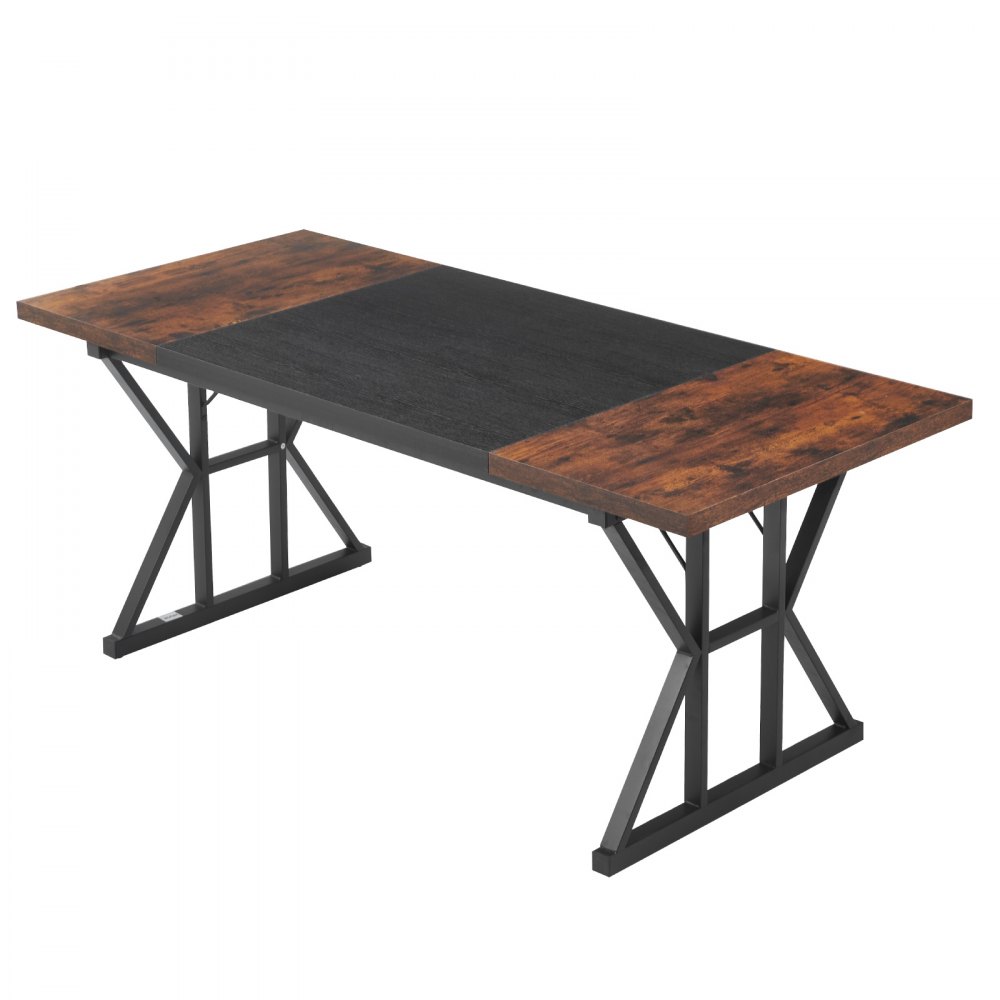 VEVOR Executive Desk 70.9 x 31.5 inch, Large Computer Desk PC Workstation for Home Office, Modern Simple Wood Laptop Study Writing Table Metal Frame Business Furniture, Rustic Brown and Black