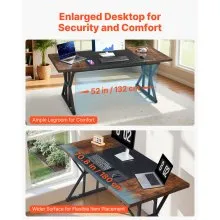 VEVOR Executive Desk 70.9 x 31.5 inch, Large Computer Desk PC Workstation for Home Office, Modern Simple Wood Laptop Study Writing Table Metal Frame Business Furniture, Rustic Brown and Black