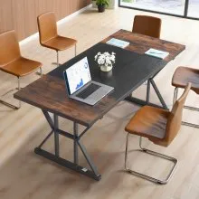 VEVOR Executive Desk 70.9 x 31.5 inch, Large Computer Desk PC Workstation for Home Office, Modern Simple Wood Laptop Study Writing Table Metal Frame Business Furniture, Rustic Brown and Black
