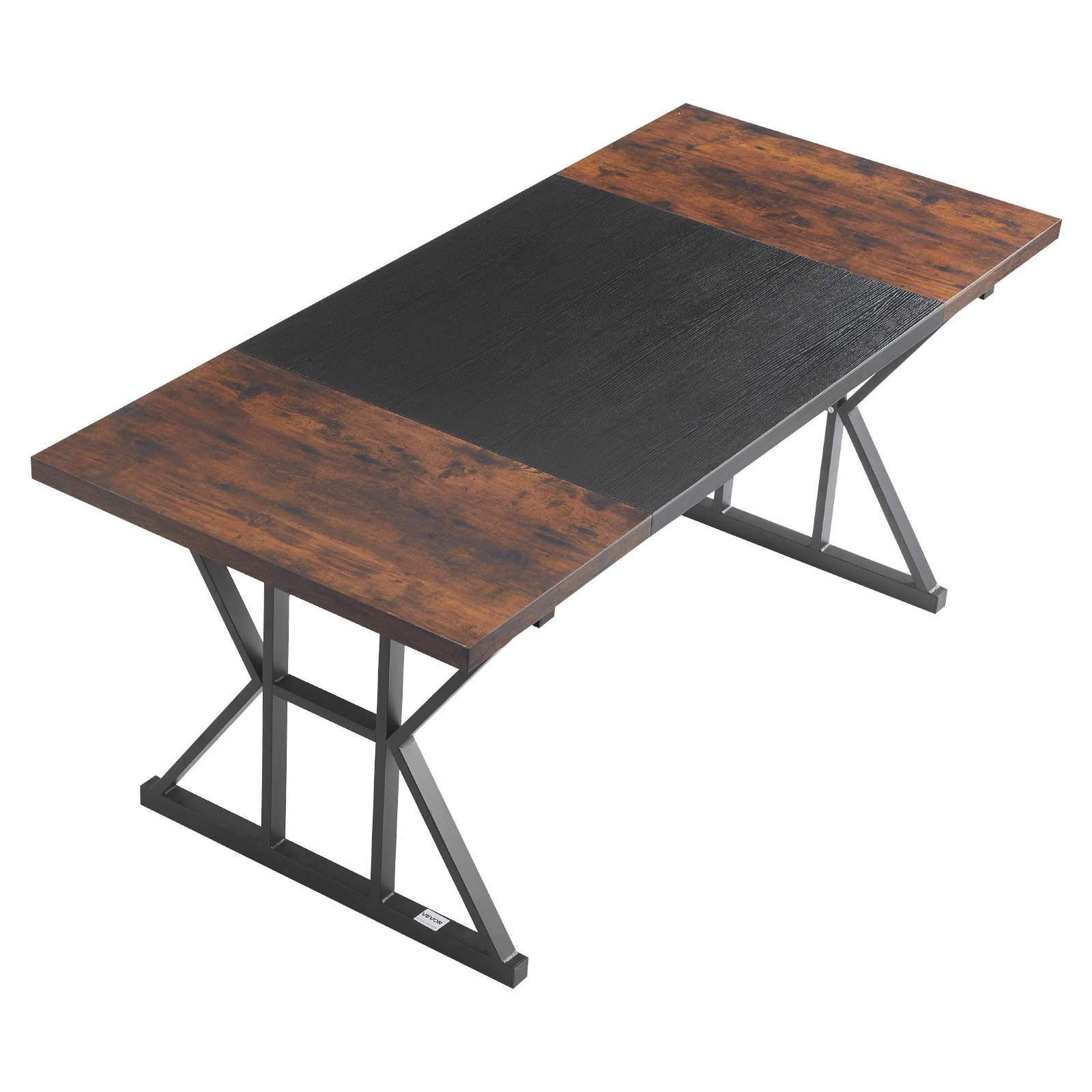 VEVOR Executive Desk 70.9 x 31.5 inch, Large Computer Desk PC Workstation for Home Office, Modern Simple Wood Laptop Study Writing Table Metal Frame Business Furniture, Rustic Brown and Black