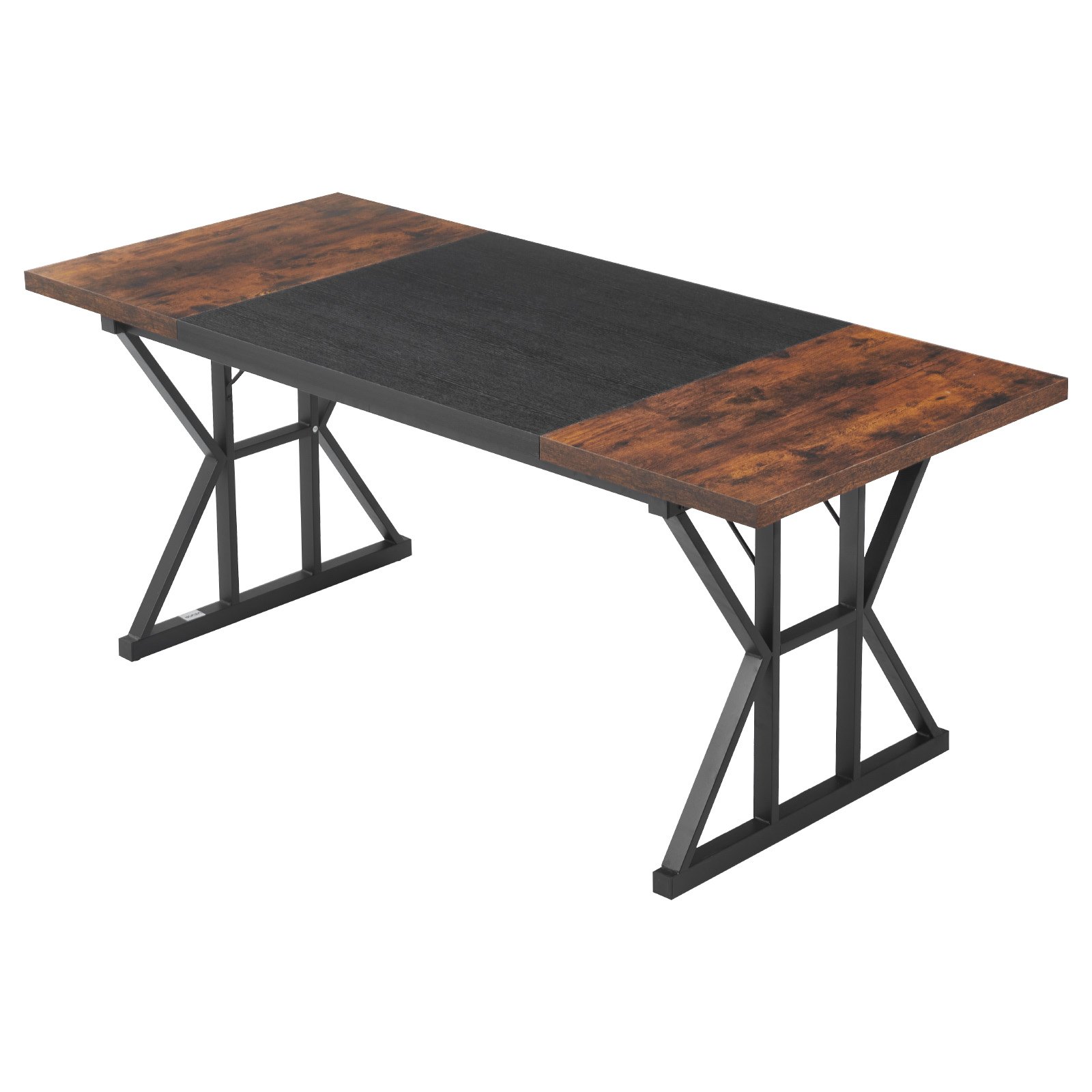 VEVOR Executive Desk 70.9 x 31.5 inch, Large Computer Desk PC Workstation for Home Office, Modern Simple Wood Laptop Study Writing Table Metal Frame Business Furniture, Rustic Brown and Black
