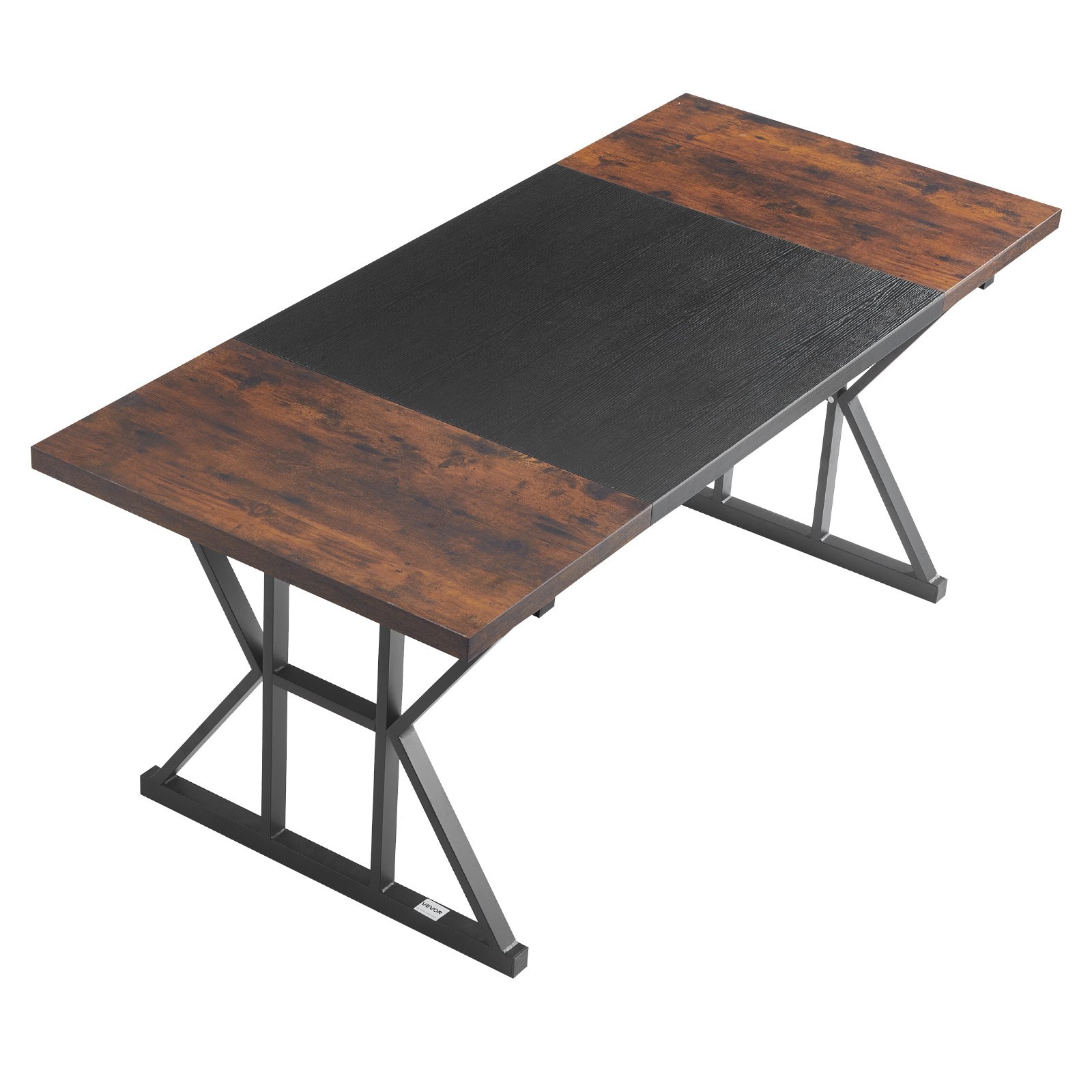 VEVOR Executive Desk 70.9 x 31.5 inch, Large Computer Desk PC Workstation for Home Office, Modern Simple Wood Laptop Study Writing Table Metal Frame Business Furniture, Rustic Brown and Black