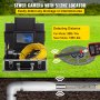 VEVOR Sewer Camera with Locator, 100' Cable, Drain Camera w/ 512Hz Sonde Transmitter & Receiver, Waterproof IP68 Sewer Video Inspection Equipment w/ 16 GB SD Card, 1200TVL 7" LCD Monitor, LED Lights