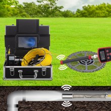 VEVOR Sewer Camera with Locator, 100' Cable, Drain Camera w/ 512Hz Sonde Transmitter & Receiver, Waterproof IP68 Sewer Video Inspection Equipment w/ 16 GB SD Card, 1200TVL 7" LCD Monitor, LED Lights