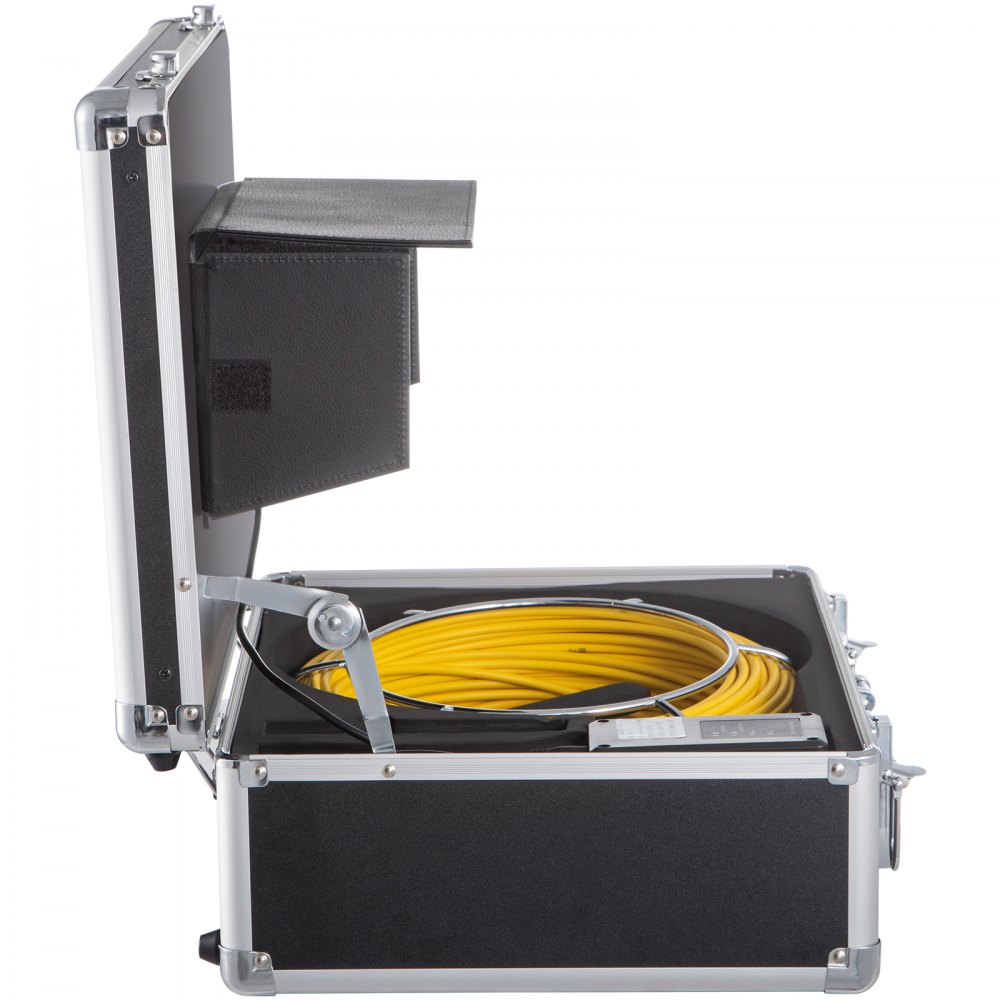 VEVOR Cámara de alcantarillado con localizador, cable de 165', cámara de drenaje con transmisor y receptor de sonda de 512 Hz, equipo de inspección de vídeo de alcantarillado IP68 impermeable con tarjeta SD de 16 GB, monitor LCD 1200TVL de 7 pulgadas, luces LED