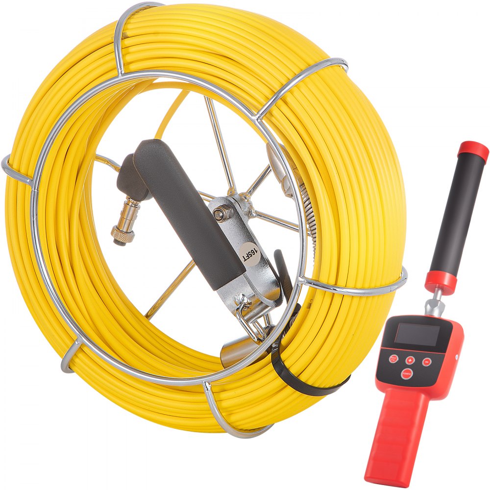VEVOR Cámara de alcantarillado con localizador, cable de 165', cámara de drenaje con transmisor y receptor de sonda de 512 Hz, equipo de inspección de vídeo de alcantarillado IP68 impermeable con tarjeta SD de 16 GB, monitor LCD 1200TVL de 7 pulgadas, luces LED