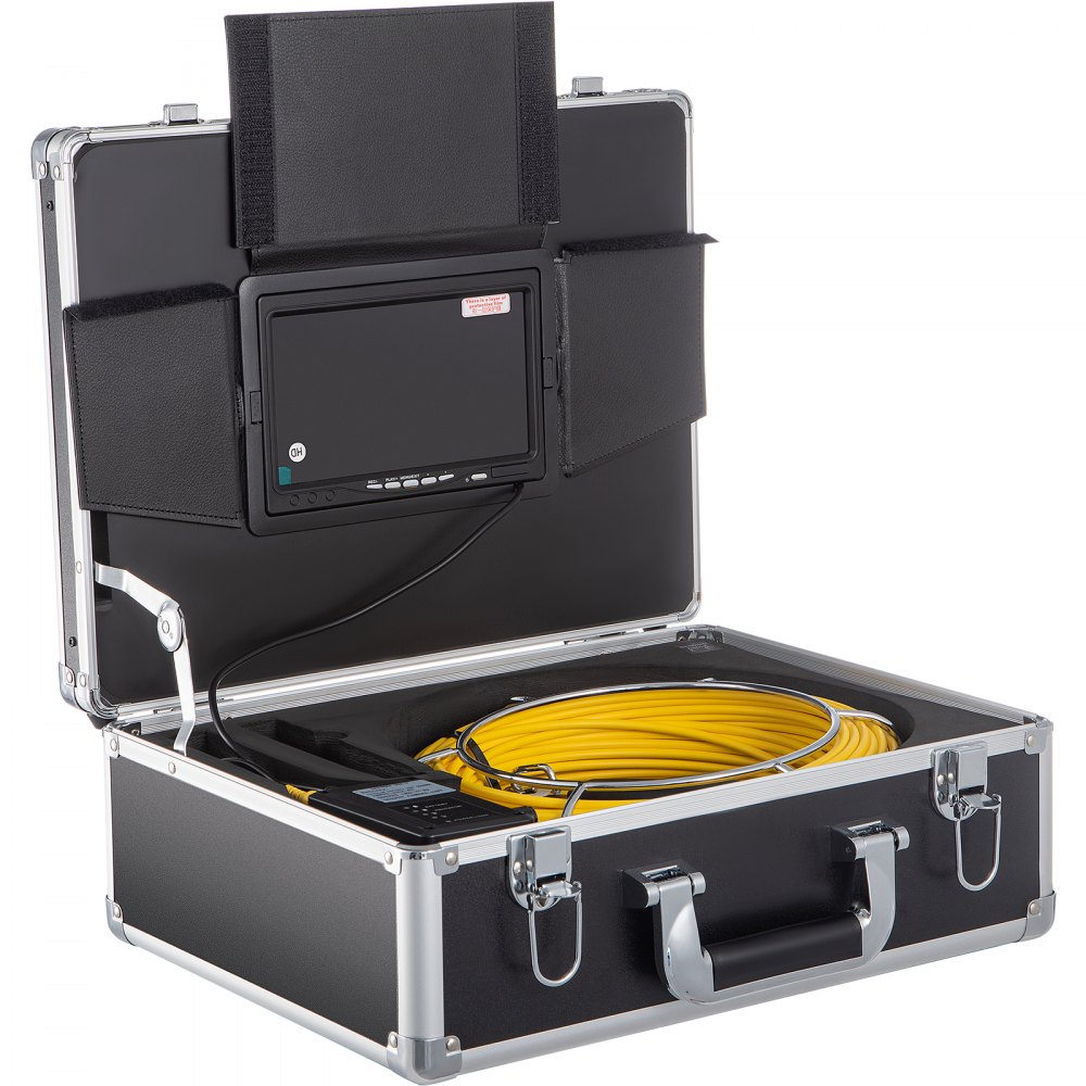 VEVOR Cámara de alcantarillado con localizador, cable de 165', cámara de drenaje con transmisor y receptor de sonda de 512 Hz, equipo de inspección de vídeo de alcantarillado IP68 impermeable con tarjeta SD de 16 GB, monitor LCD 1200TVL de 7 pulgadas, luces LED