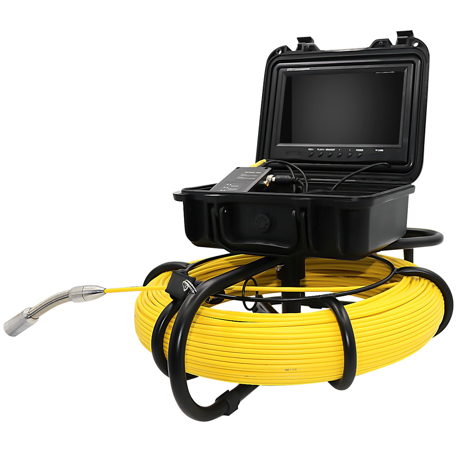VEVOR Sewer Camera, 328ft/100m Cable, Waterproof IP68 Sewer Video Inspection Equipment, Drain Camera with 16 GB SD Card, DVR Function, 720P 9\" LCD Monitor, LED Lights